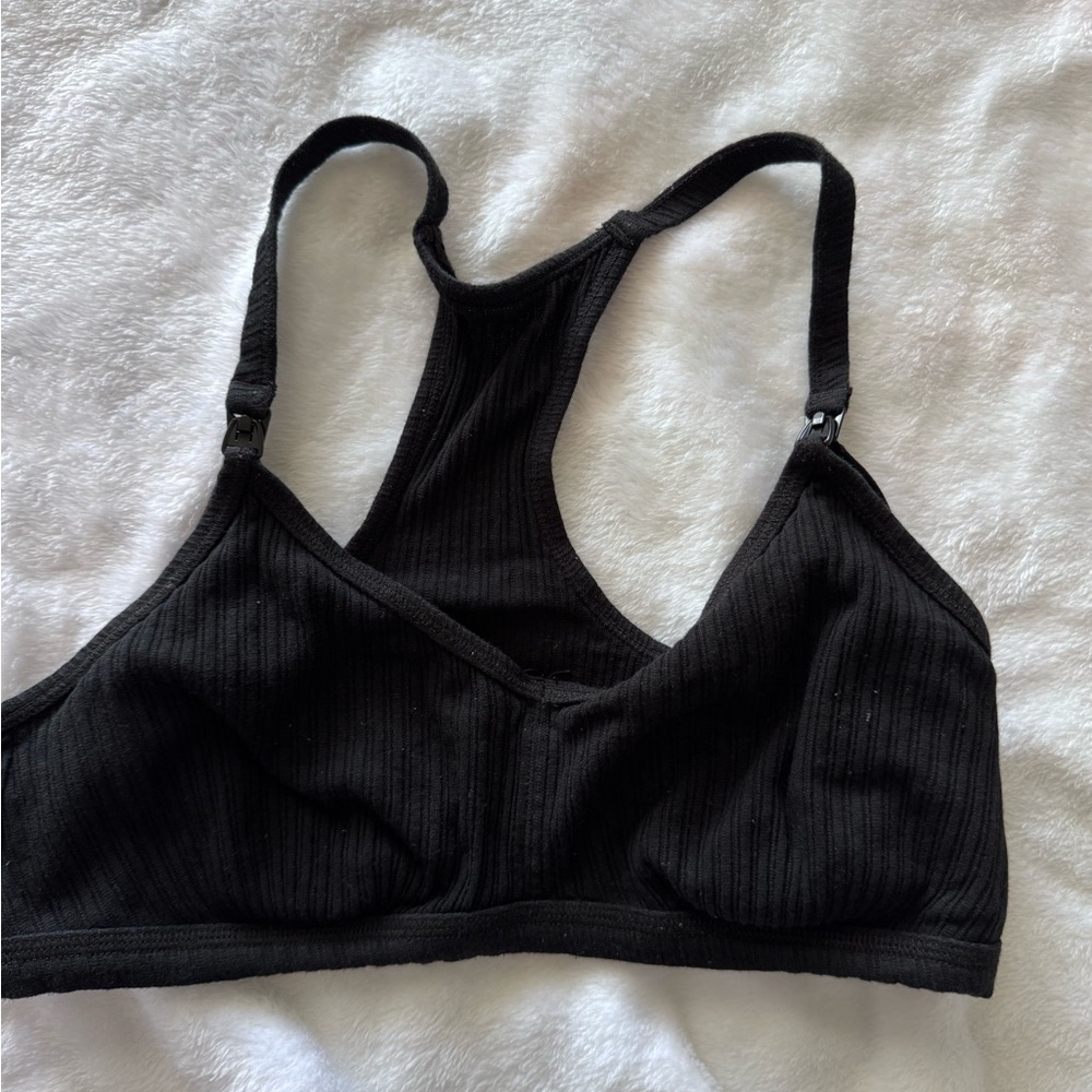 Nursing Bra - Auden Black Ribbed Racerback Bralette